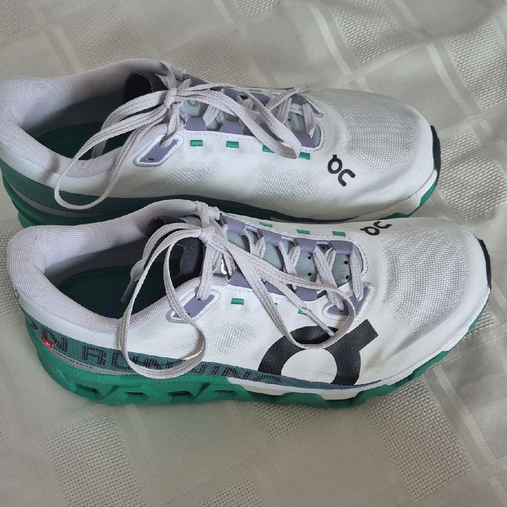 On Running White and Teal Women's Sneakers - Picture 15 of 16